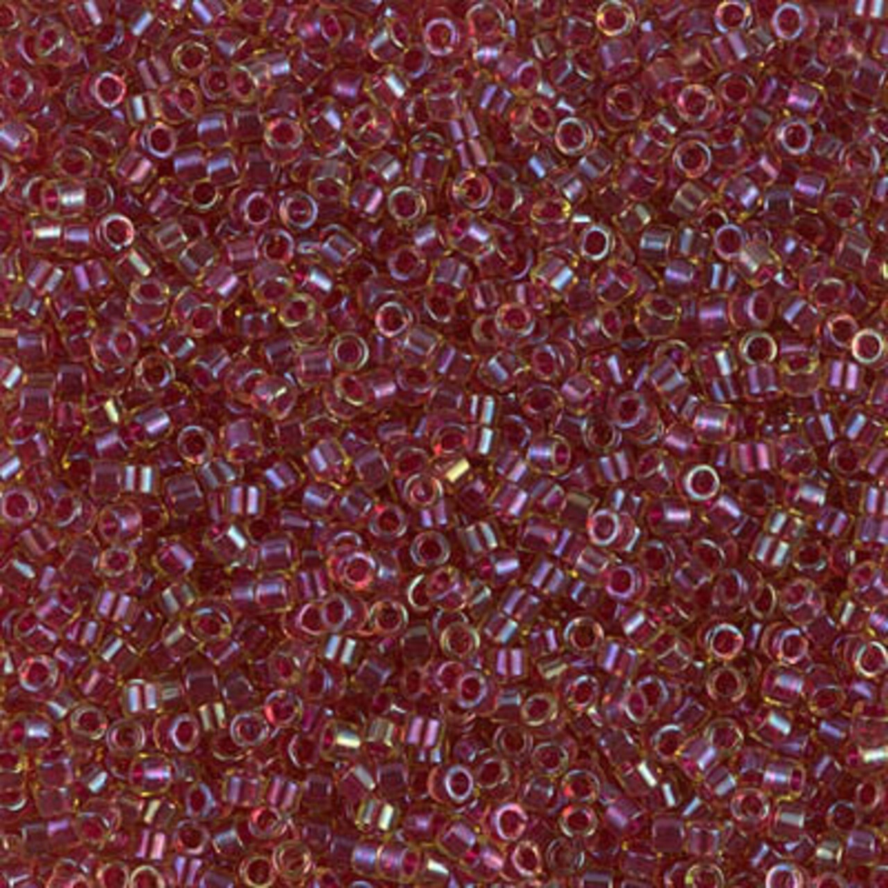 Miyuki Delica Bead 11/0, DB0282, Cranberry Lined Light Topaz Luster, 5 grams